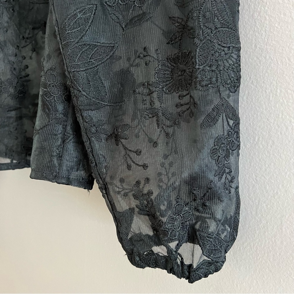 NA-KD Women’s Black Floral Lace Sheer Top Embroidered Elegant Size 40 - Picture 6 of 16